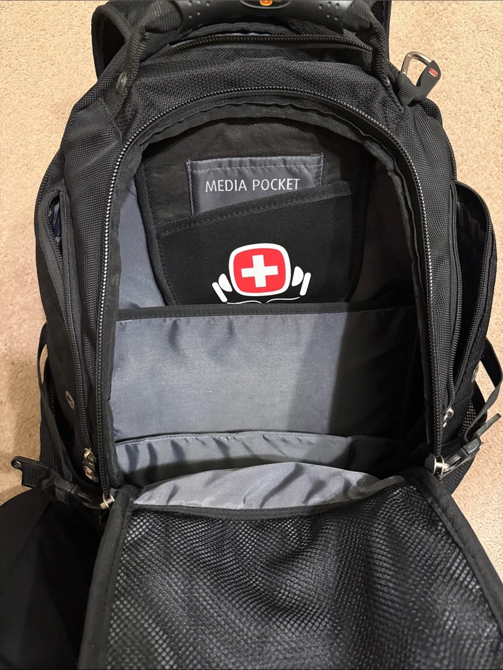 SwissGear Black Backpack with KPMG Logo